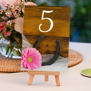 Numéro De Table Chiffre de Mariage campagnard en fer à cheval rose