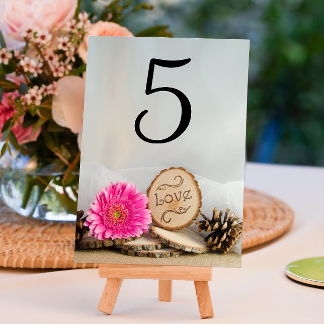 Numéro De Table Chiffre de Mariage de bois rose rustique (Créateur téléchargé)