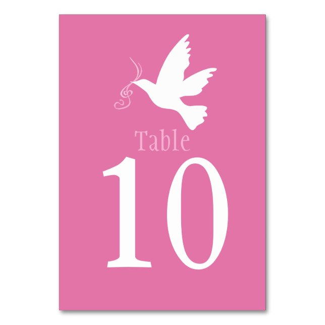 Numéro De Table Chiffre d'événement rose mariage de colombe blanch (Dos)