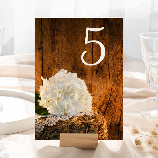 Numéro De Table Chiffres du Mariage en bois d'Hydrangea blanc (Créateur téléchargé)