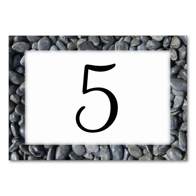 Numéro De Table Chiffres du tableau Pebbles noirs lisses (Devant)