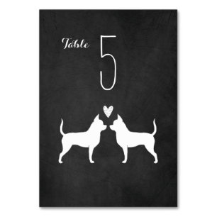 Numéro De Table Chihuahua Chien Silhouettes Réception de mariage