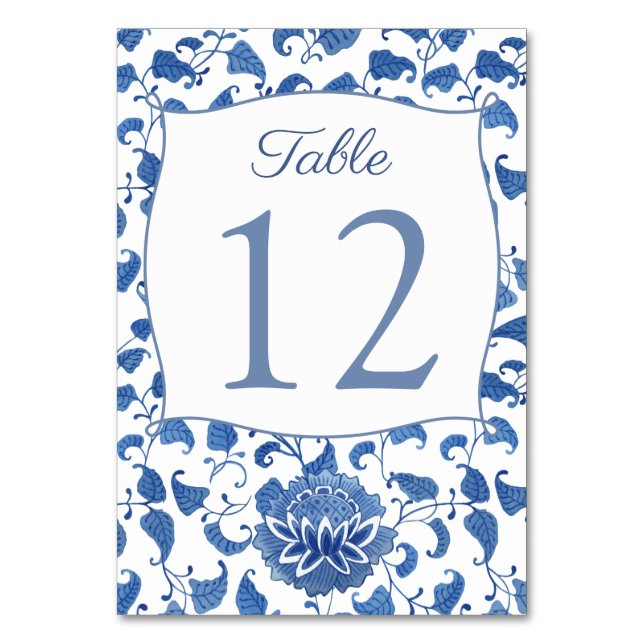 Numéro De Table Chine Florale Bleue Et Blanche Imprimer Wedding sh (Par défaut)