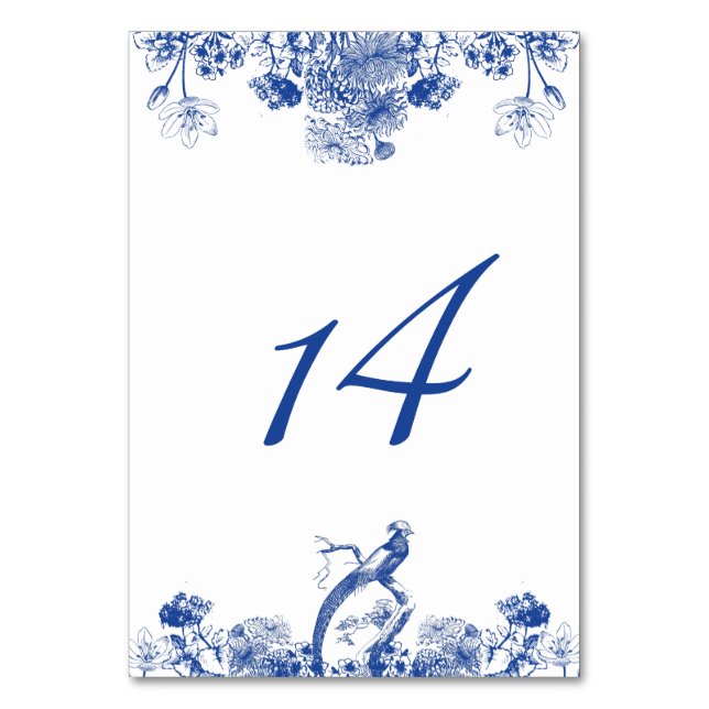 Numéro De Table Chine Florale Bleue et Blanche Numéro du Motif (Par défaut)