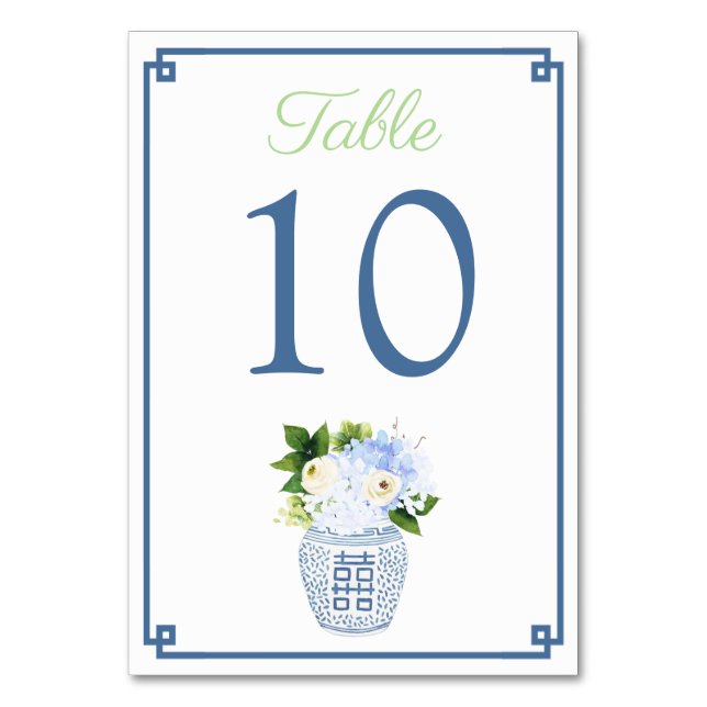 Numéro De Table Chinoiserie Chartreuse Green Navy Blue Mariage (Par défaut)