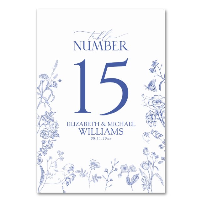 Numéro De Table Chinoiserie French Blue Victorian Floral Réception (Par défaut)