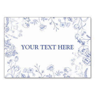 Numéro De Table Chinoiserie French Blue Victorian Food Place Card