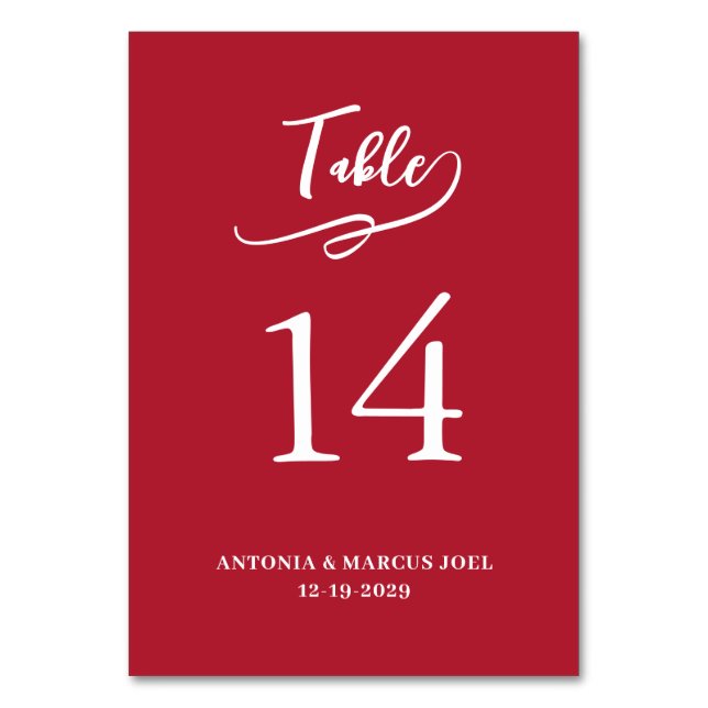 Numéro De Table Christmas Red Wedding Table number Card (Par défaut)