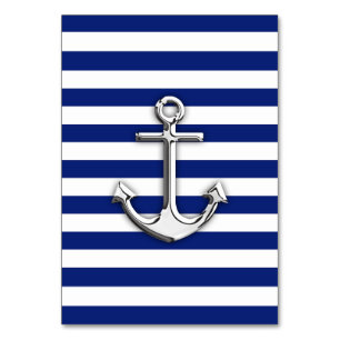Numéro De Table Chrome Anchor on Navy Stripes
