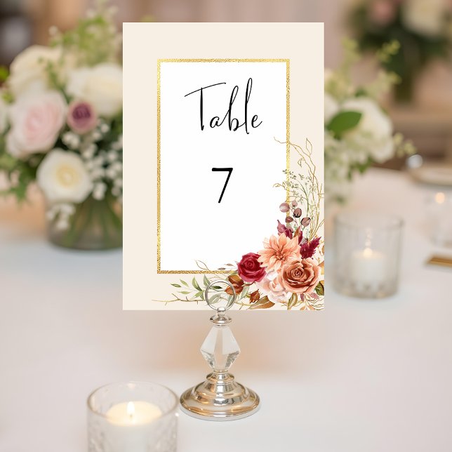 Numéro De Table Chute dorée Terracotta Floral (Créateur téléchargé)