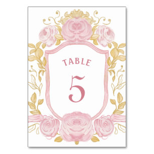 Numéro De Table Cimetière Rose aquarelle