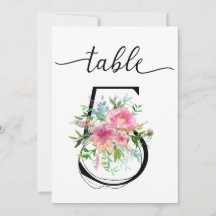 Numéro de table cinq Tableaux de pivoines roses