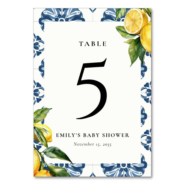 Numéro De Table Citron Positano Baby shower italien (Par défaut)