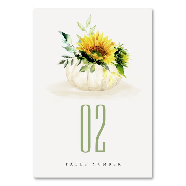 Numéro De Table Citrouille de tournesol rustique aquarelle (Par défaut)
