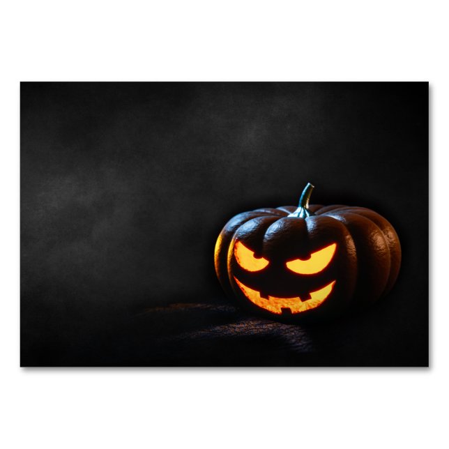 Numéro De Table Citrouille d'Halloween Jack-O-Lantern Éffrayant (Devant)