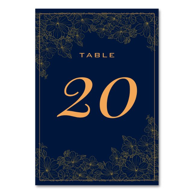 Numéro De Table Classé subtil or Motif bleu marine (Par défaut)