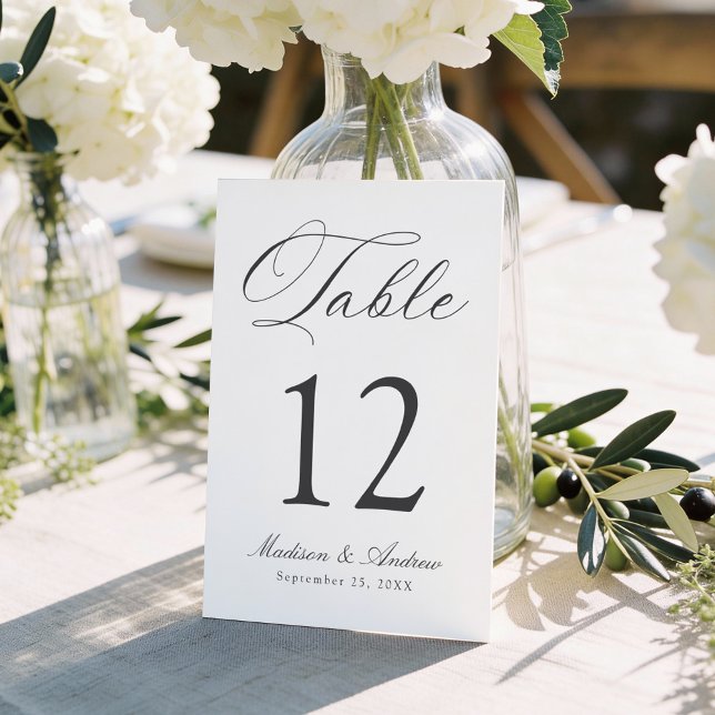 Numéro De Table Classic Charcoal Calligraphy Wedding (Créateur téléchargé)