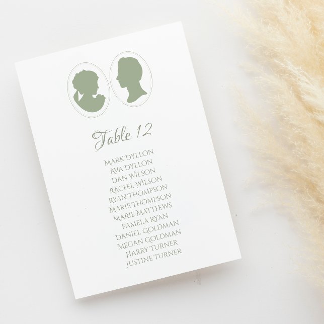 Numéro De Table Classic Regency Green Cameo Mariage (Créateur téléchargé)