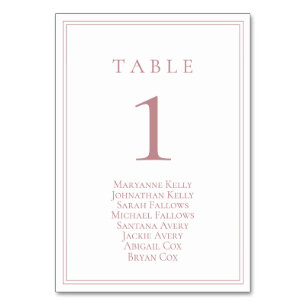 Numéro de table classique Dusty Rose avec tableau