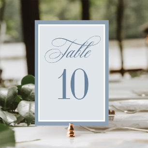 Numéro De Table Classique Luxe Élégant Mariage Poussiéreux Bleu