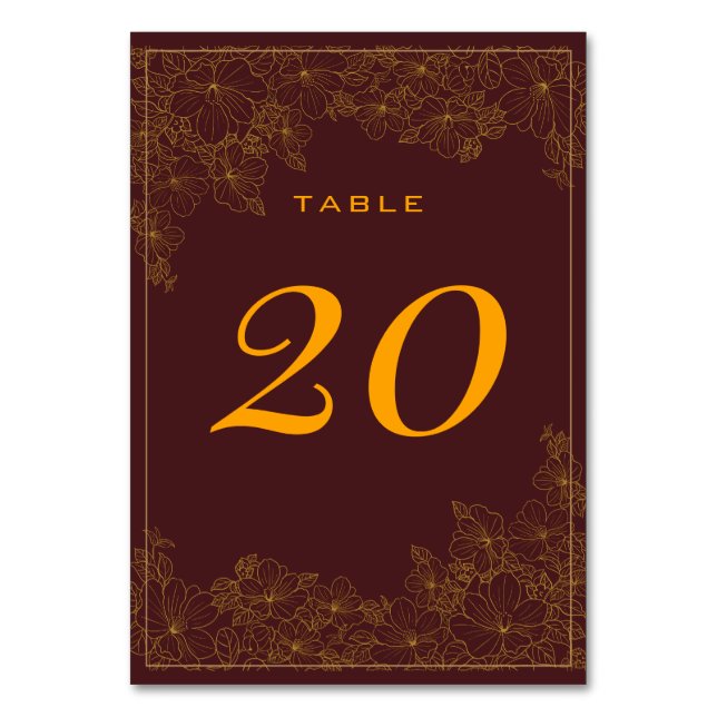 Numéro De Table Classy Bourgogne Subtle Golden Motif Numéro de tab (Par défaut)