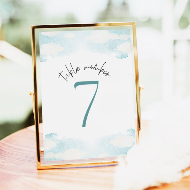 Numéro De Table Cloud 9 Fête des mariées bleue et blanche 7 (Créateur téléchargé)