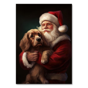 Numéro De Table Cocker Spaniel avec Noël Festif du Père Noël
