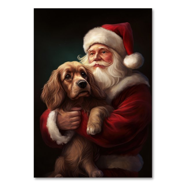 Numéro De Table Cocker Spaniel avec Noël Festif du Père Noël (Par défaut)