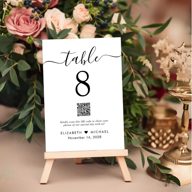 Numéro De Table Code QR Chic de réception de mariage (Créateur téléchargé)