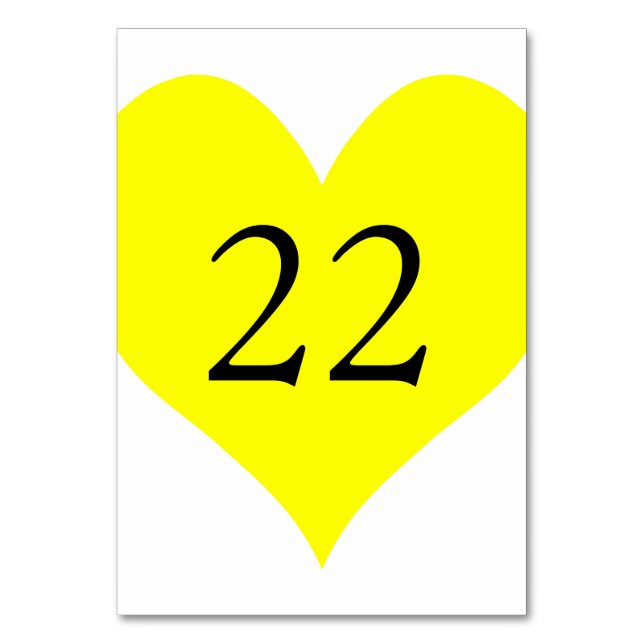 Numéro De Table Coeur jaune mignon numéroté (Par défaut)