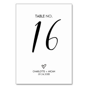 Numéro de table Coeur tiré à la main