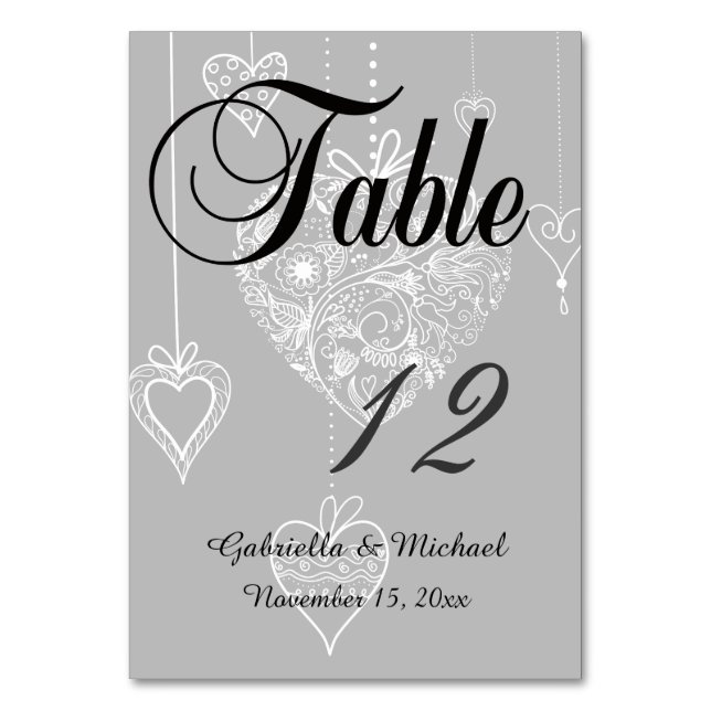 Numéro De Table Coeurs élégants (Par défaut)