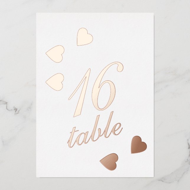 Numéro de table cœurs pressés or feuille  (Recto)