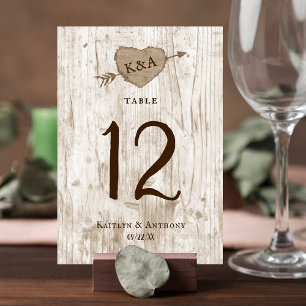 Numéro De Table Collection de Mariages d'arbre cardiaque sculpté
