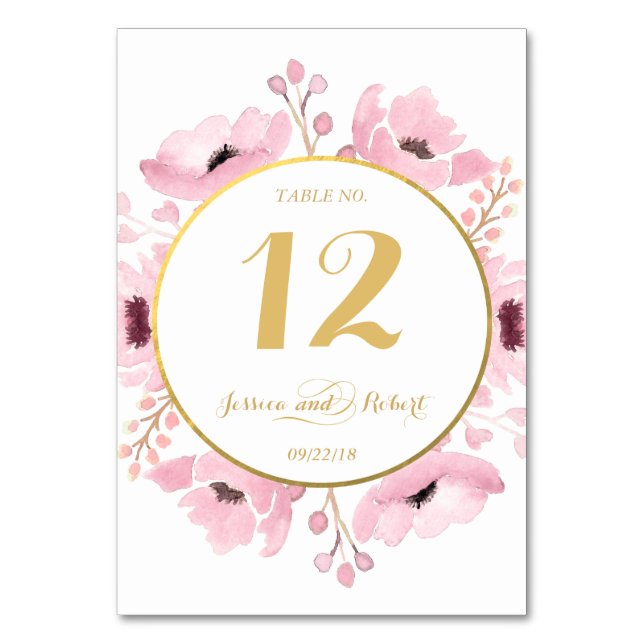 Numéro De Table Collection de Mariages floraux rose-printemps (Par défaut)