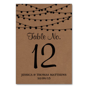 Numéro De Table Collection de Mariages Rustic Kraft