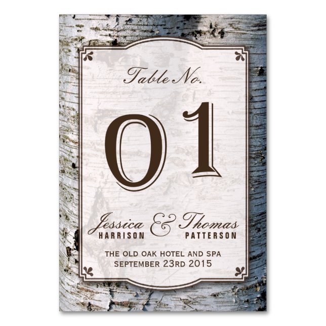 Numéro De Table Collection de Mariages Rustic Silver Birch Tree 01 (Par défaut)