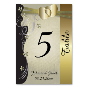 Numéro De Table Collection de Mariages vintage Classy Gold Heart