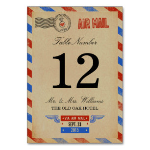 Numéro De Table Collection de Mariages Vintages Airmail