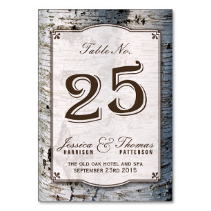 Numéro De Table Collection Rustique de Mariages de bouleaux argent