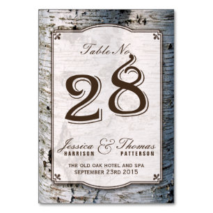 Numéro De Table Collection Rustique de Mariages de bouleaux argent