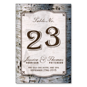 Numéro De Table Collection Rustique de Mariages de bouleaux argent