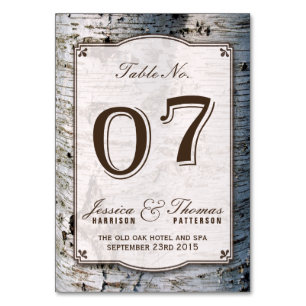 Numéro De Table Collection Rustique de Mariages de bouleaux argent