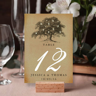 Numéro De Table Collection Vintage de Mariages d'Old Oak Tree