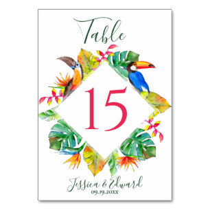 Numéro De Table Coloré Tropical Hawaiian Floral Mariage