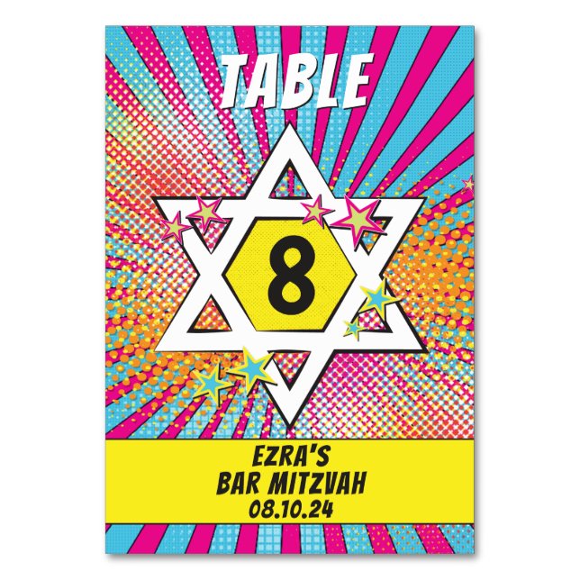Numéro De Table Comics Comic Book Bar Mitzvah Star de David (Par défaut)