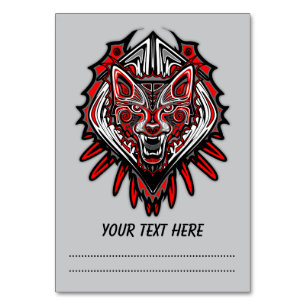Numéro De Table Conception de totem tribal Haida Loup