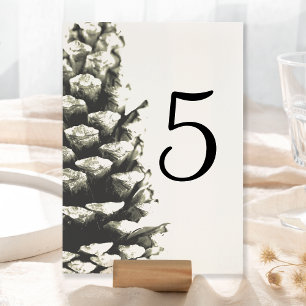 Numéro De Table Cône de pin naturel sur Mariage blanc