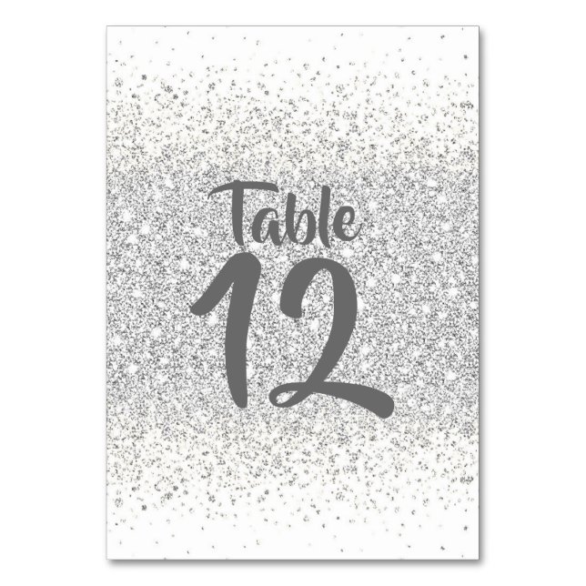 Numéro De Table Confetti de Parties scintillant d'argent sur blanc (Par défaut)