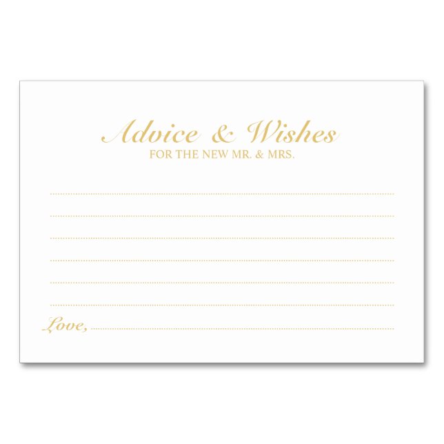 Numéro De Table Conseils et souhaits élégants pour Mariage blanc e (Devant)